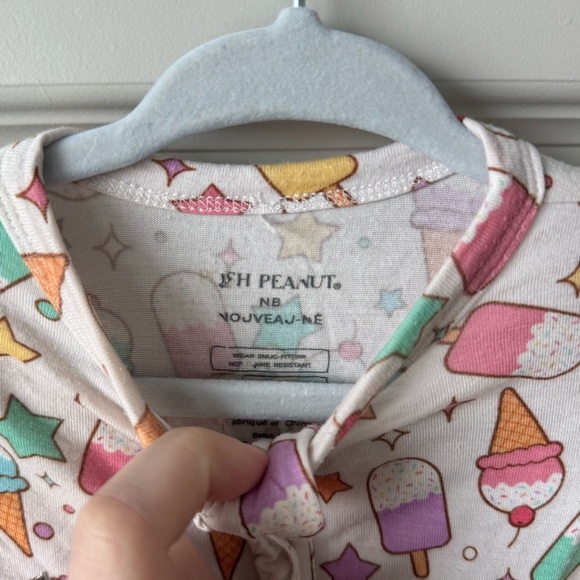 Posh Peanut Bamboo Newborn Ruffle Ice Cream Print Baby One Piece Footie - Picture 3 of 6